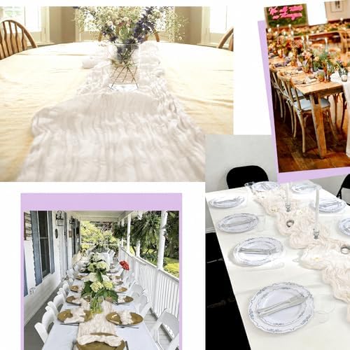 12 Pack Ivory White Table Runner 10Ft Cheesecloth Table Runner Rustic