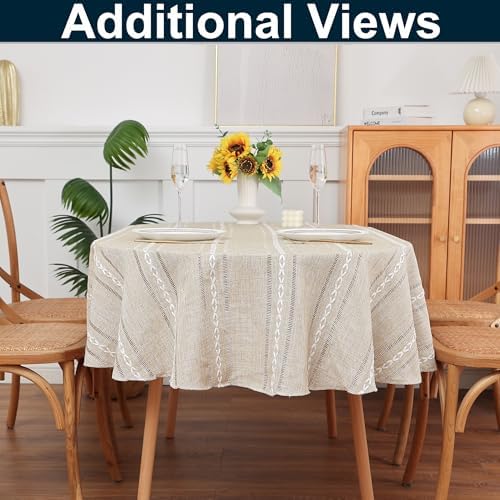 Gernaice Boho Oval Tablecloth Cotton Linen Table Cover 60” x 102”