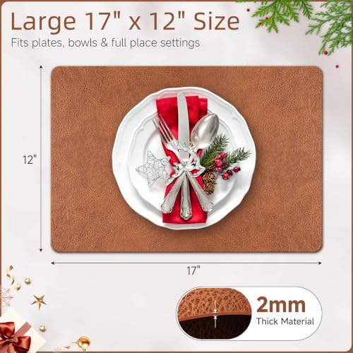 Bacgnyer Placemats Set of 6, Faux Leather Wipeable Washable, Ginger