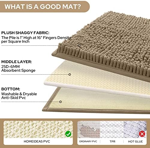 HOMEIDEAS Bathroom Rugs Set of 3, Super Soft Absorbent Chenille Bath