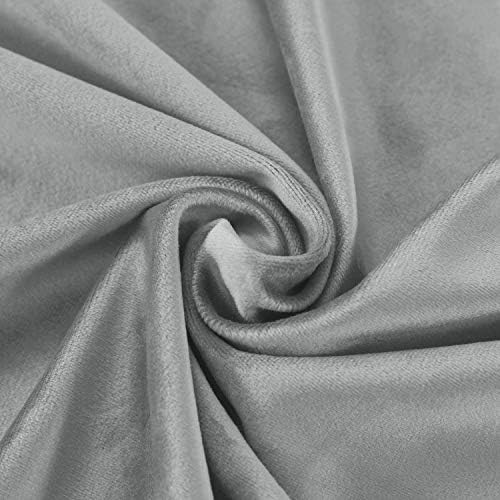 ChadMade 120 Inches Long Velvet Curtains, 2 Panels 52Wx120L Grey, Rod