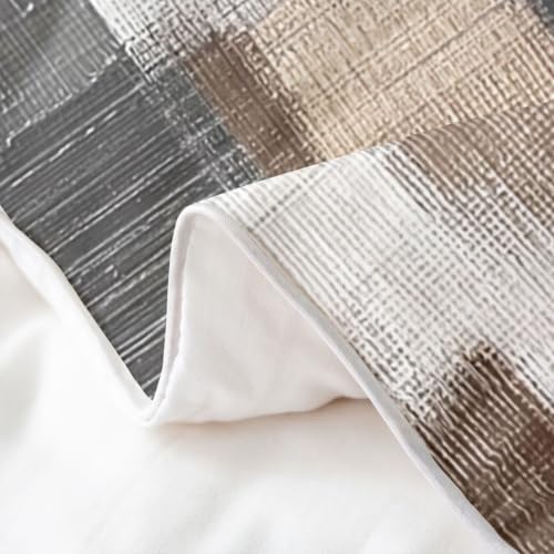 Feelyou Geometric Abstract Duvet Cover 100% Cotton King Size Gray