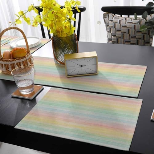 Stripes Table Runner and Placemats Set of 6 Vintage Multi Stripe
