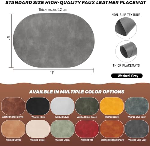 UnivoColors Placemats Oval Faux Leather Placemats,Heat Resistant