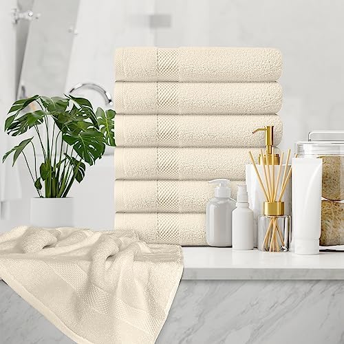 White Classic 6 Luxury Ivory Hand Towels 16 x 30 and 2 Luxury Ivory