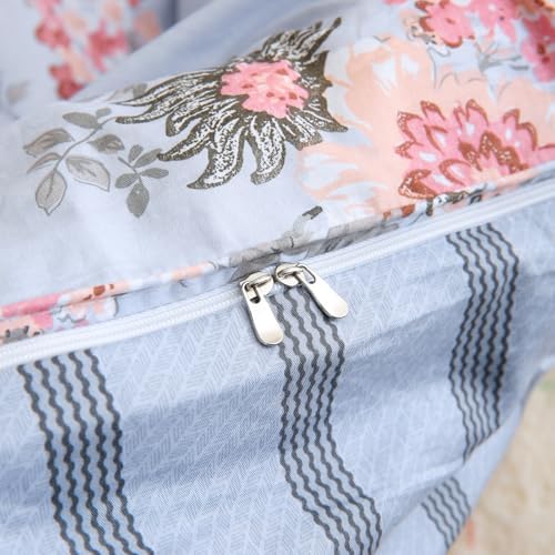ABREEZE Floral Duvet Cover Queen Size Set Bird Flowers Bedding Set