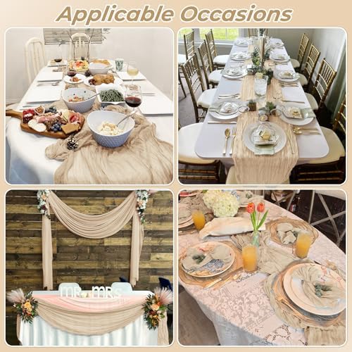 12 Pack Beige Cheesecloth Table Runner 20 x 120 Inch Gauze Table