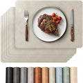 Faux Leather Placemats Set of 6, Wipeable Table Mats, Soft Greige