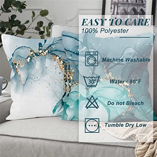 Decorative Pillows for Couch Set of 4,Gold and Teal Marble Throw