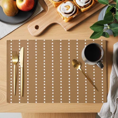 Round Placemats Set of 8 Fall Neutral Tan Place Mats Rustic Minimalist