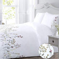 YINFUNG Cotton Duvet Cover Set White Queen Floral Embroidered Flower