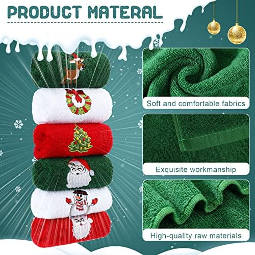 Macarrie 12 Pcs Christmas Hand Towels Cotton Kitchen Dish,Fresh Style