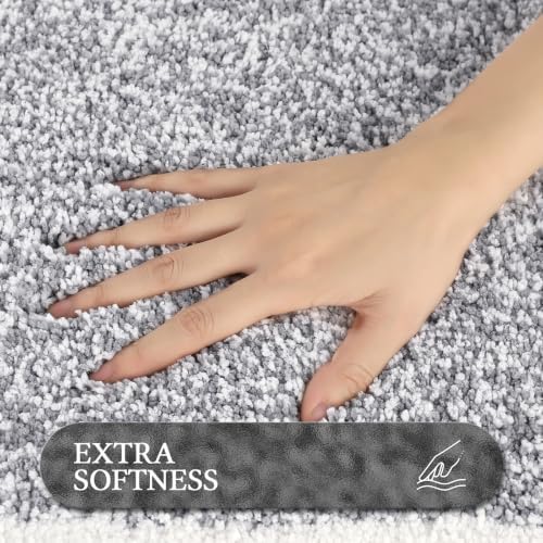 Pauwer Bathroom Rugs 3 Piece Set, Non Slip Washable Bath Mat, Light