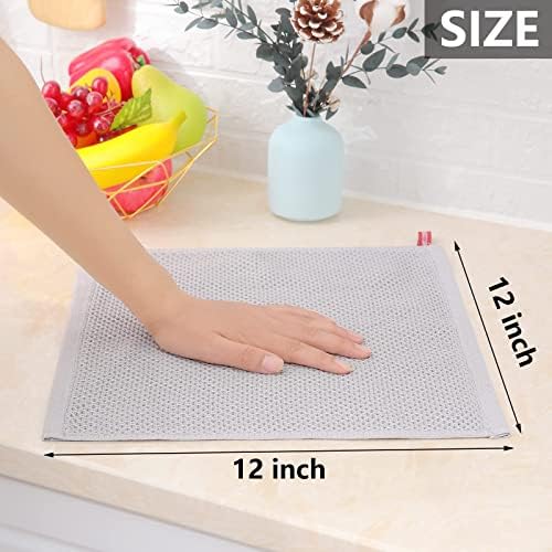 Homaxy 100% Cotton Waffle Weave Kitchen Dish Cloths 8-Pack, Light Gray