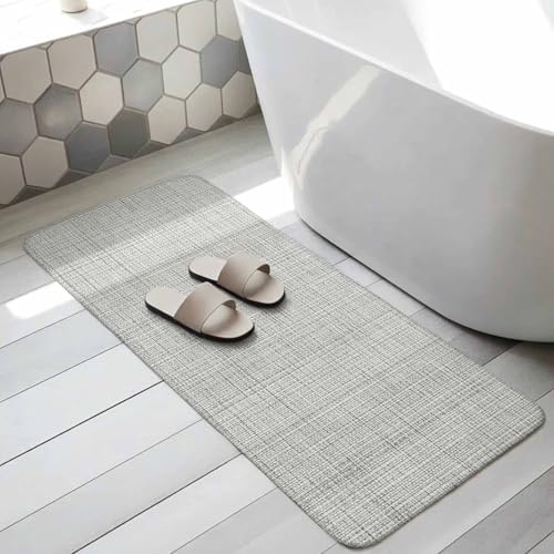 Long Bathroom Runner Rug, Grey Rustic Absorbent Non Slip Washable Rug