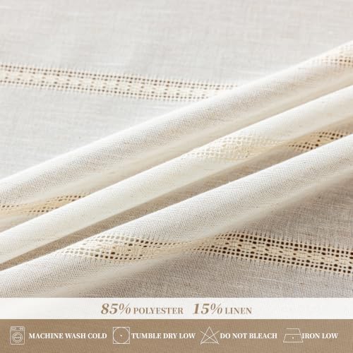 Off White Linen Semi Sheer Curtains 63 Inch Long Bedroom Home Office