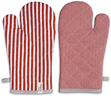 AMOUR INFINI Striped Pot Holders and Oven Mitts Heat Resistant Non