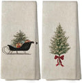 XPH Vintage Christmas Tree Kitchen Dish Towels Set of 2, Christmas
