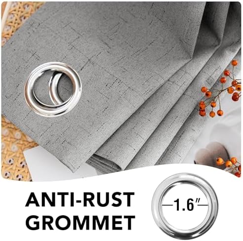 H.VERSAILTEX 100% Blackout Linen Curtains 120" L 2 Panels Dove Gray