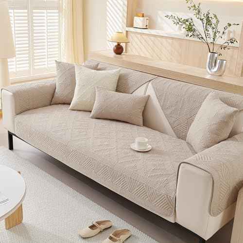 vctops Cotton Quilted Sofa Couch Cover, Coffee, 28"x28"