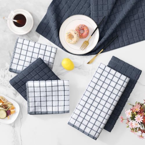 Homaxy Large Premium Cotton Kitchen Towels 16"x 28", 4 Pack, Dark Grey