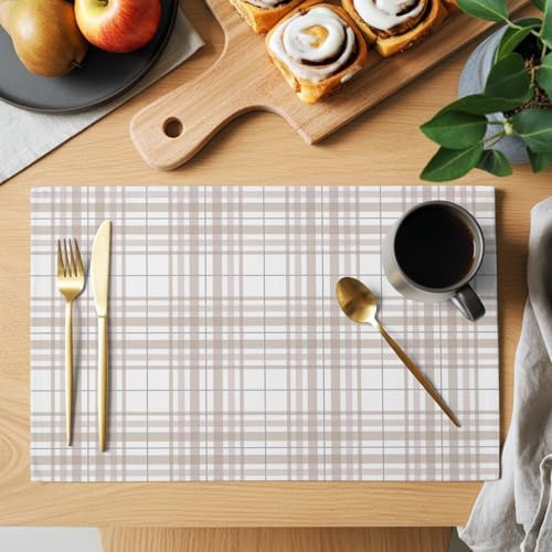Placemats Set of 8, Buffalo Plaid Woven Placemat, Linen Place Mats for