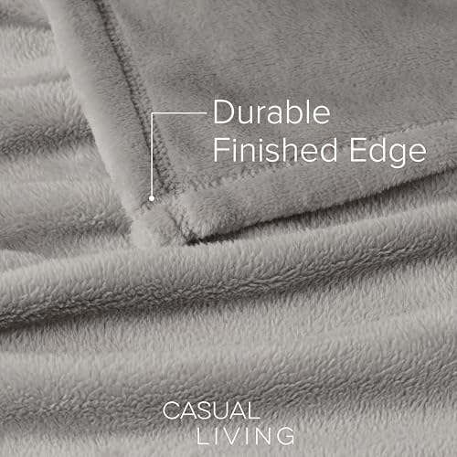 Casual Living Cal King Fleece Blanket, Flannel, 108" x 90", Light Grey