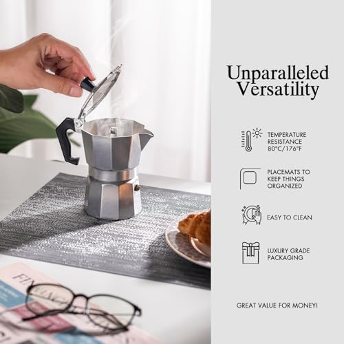 Placemats Set of 12 - Easy Clean Woven Vinyl Placemat for Dining