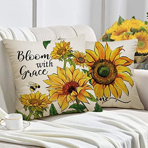 Fahrendom Sunflower Sunshine Decorative Throw Pillow Cover 20 x 20 Set
