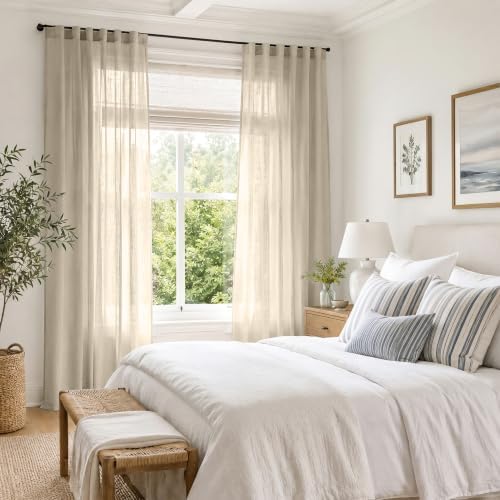 jinchan Taupe Semi Sheer Curtains Light Filtering 96 Inches Long 2