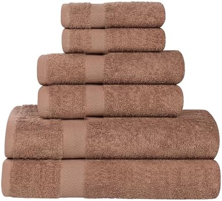 SUPERIOR Franklin 6 Piece Cotton Towel Set, Medium Weight Towels for
