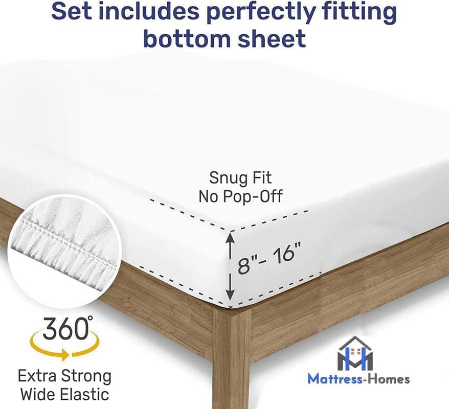Mattress-Homes Full Sheet Set 4 Piece, 100% Long Staple Cotton Sateen