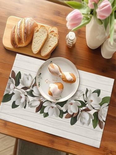 Botanical Flowers Placemats for Dining Table Set of 4, Farmhouse