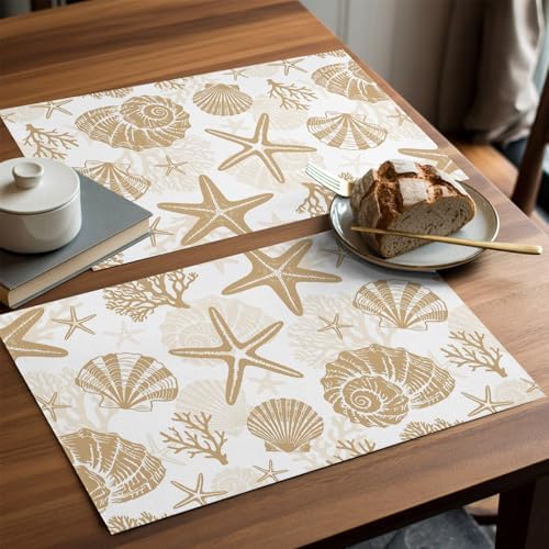 Placemats Set of 8, Khaki Coastal Summer Woven Placemat, Linen Place