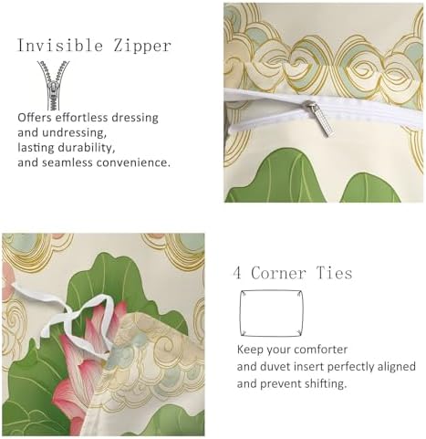 Queen Duvet Cover Set - Traditional Floral Patterns Auspicious Cloud
