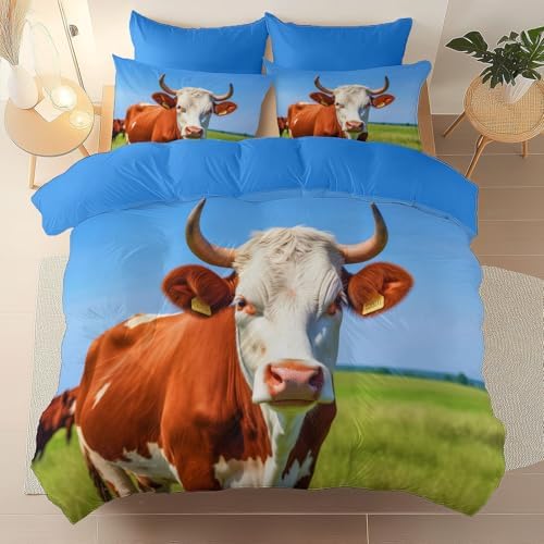 Nature Grassland Cows Printed Bedding Set– Microfiber Duvet Cover