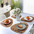 6 Pack Faux Leather Placemats Set Easy to Clean (Brown)