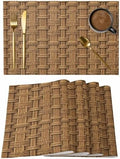Placemats Set of 8, Vintage Rattan Woven Placemat, Linen Place Mats