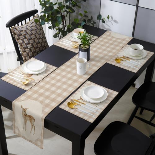 Resting Fawn Table Runner and Placemats Set of 6 Minimalist Farmhouse