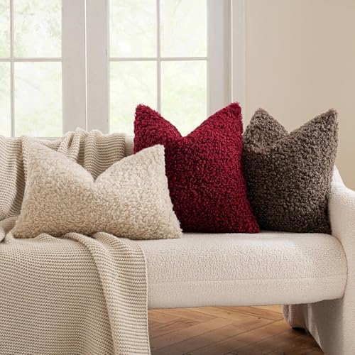 18" X 18" Neutral Faux Fur Pillow Case Boucle Decoration Long Plush