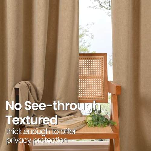 BGment Camel Burlap Linen Curtains for Bedroom 63 Inch Length 2