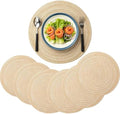 8 Pack 14 Inch Round Beige Charger Placemats Bohemian Braided Table