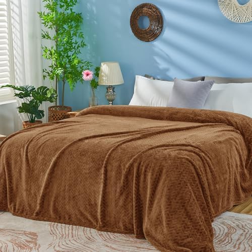 inhand Fleece Twin Blanket for Bed Chocolate Brown Throw Blanket for