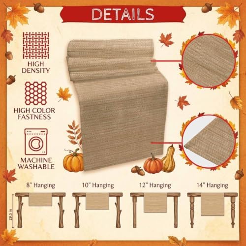 Sand Beige Table Runner - 90 Inch Long, Boho Modern Minimalist Linen