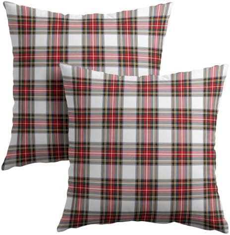 Christmas Scottish Tartan Plaid Outdoor Throw Pillow Cover 22x22 in