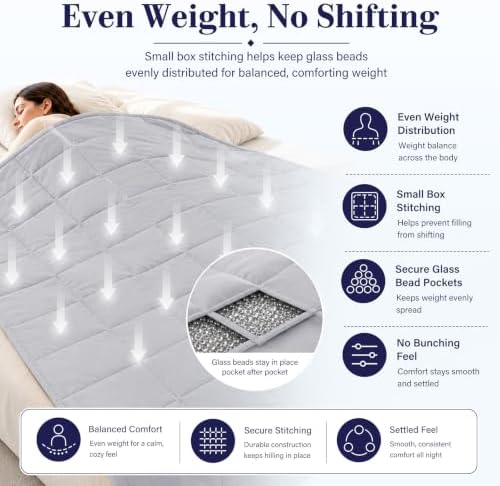 L'AGRATY Weighted Blanket for Adults 15lbs, 48"x72", Light Grey Twin
