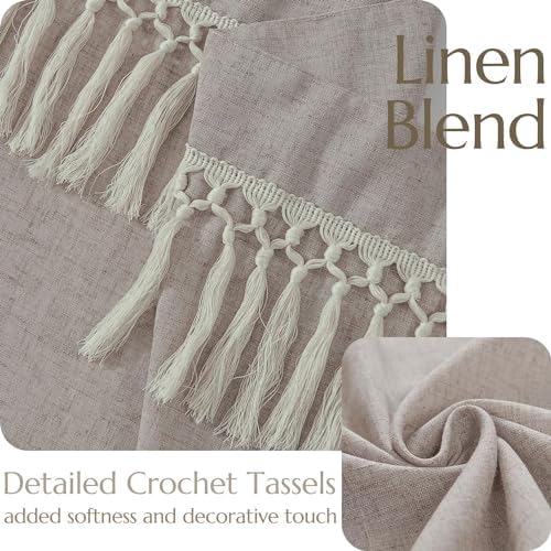 jinchan Linen Curtains for Living Room Bedroom Light Filtering Semi