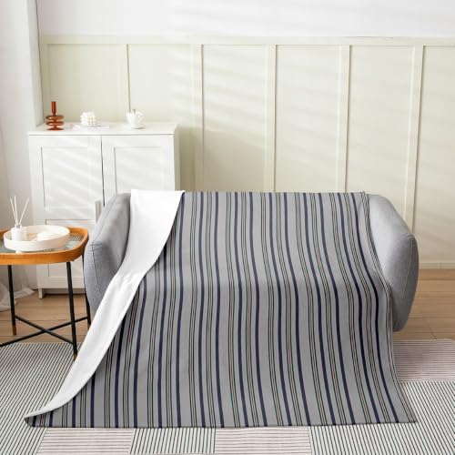 Erosebridal Gray Stripes Flannel Blanket Twin 60x80 Inch | Men Women