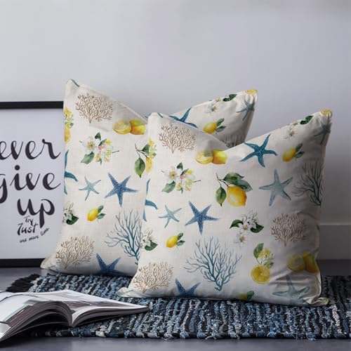 Pillow Covers 20x20 Set of 2, Summer Ocean Starfish Throw Pillow