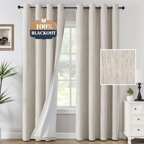 H.VERSAILTEX Chenille Linen Curtains 108 inches Long 100% Black Out